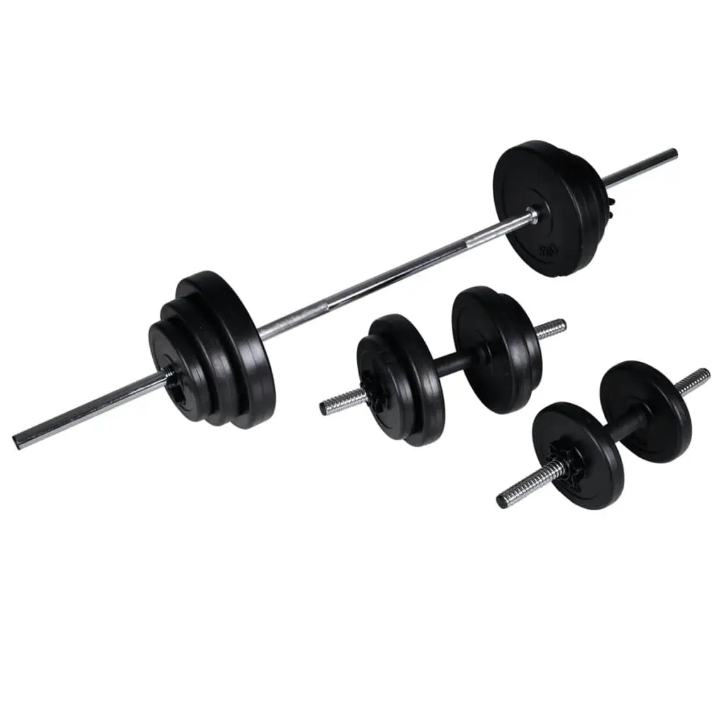 Workout Bench with Weight Rack Barbell and Dumbbell Set 30.5kg 275365