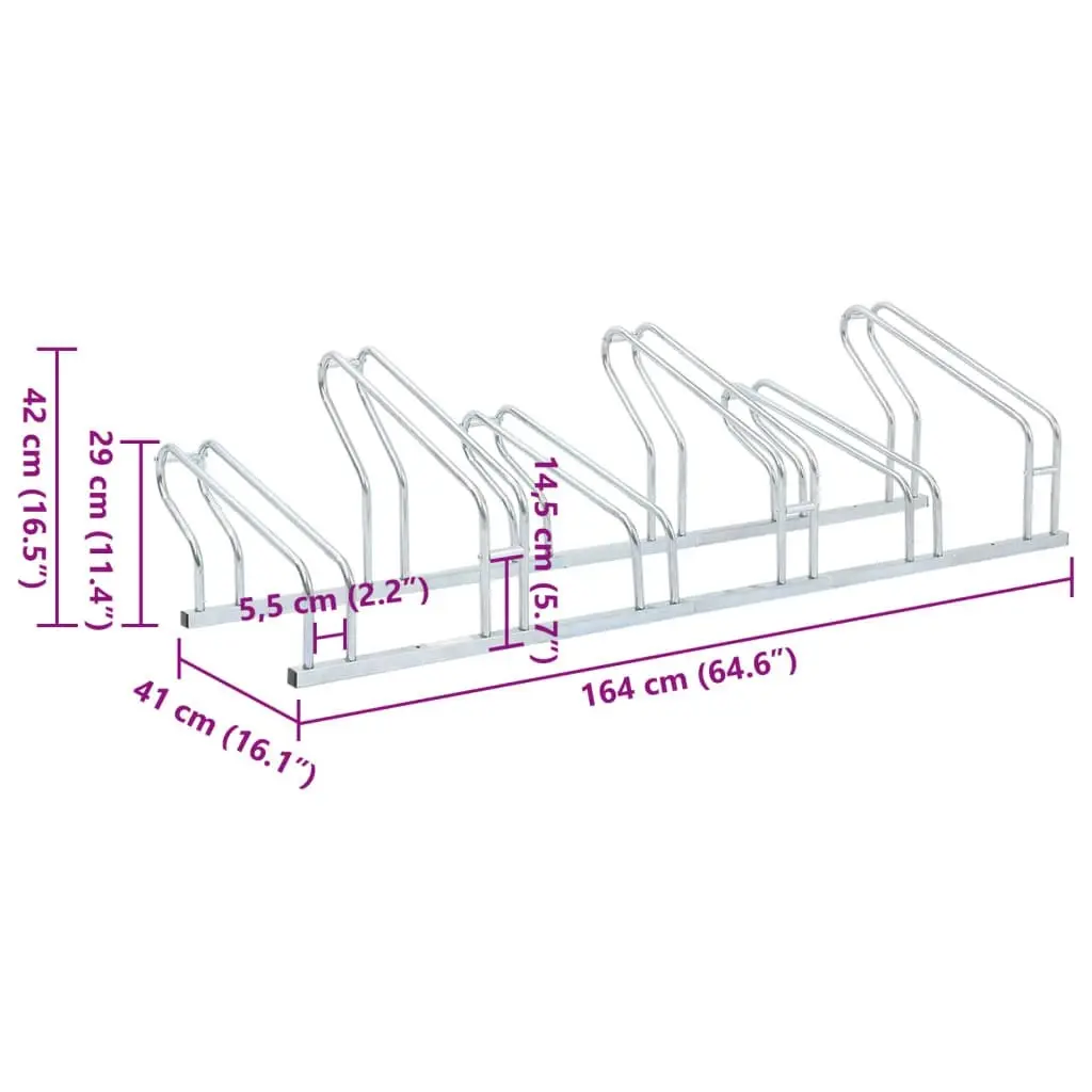 Bicycle Stand for 6 Bikes Floor Freestanding Galvanised Steel 4005577