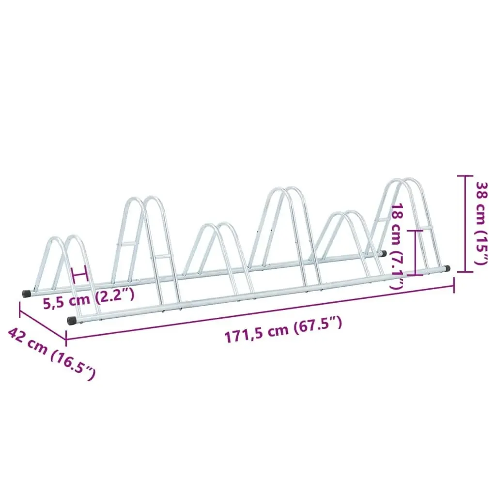 Bicycle Stand for 6 Bikes Floor Freestanding Galvanised Steel 4005567