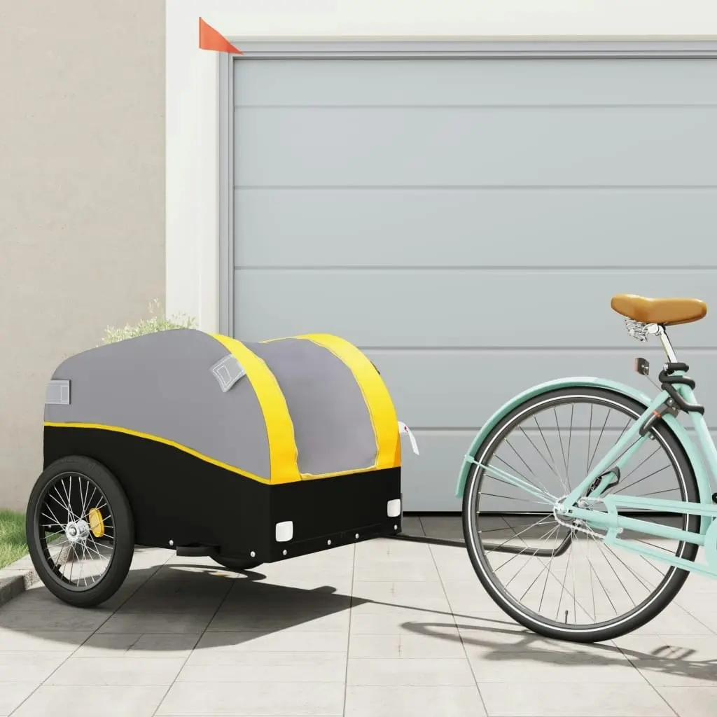 Bike Trailer Black and Yellow 45 kg Iron 94134