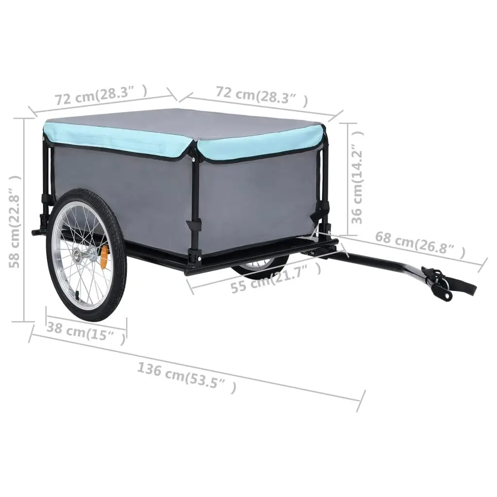 Bike Trailer Black and Blue 65 kg 92589