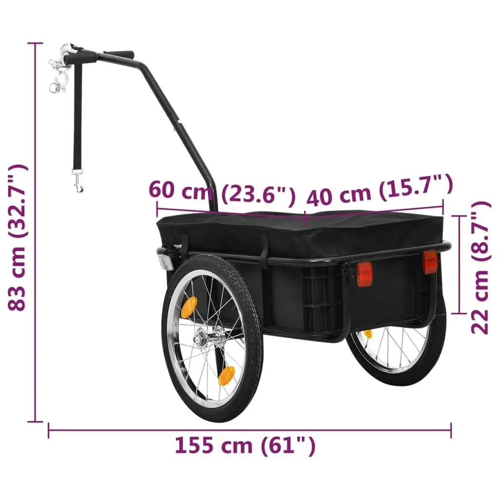 Bike Trailer/Hand Wagon 155x60x83 cm Steel Black 91771