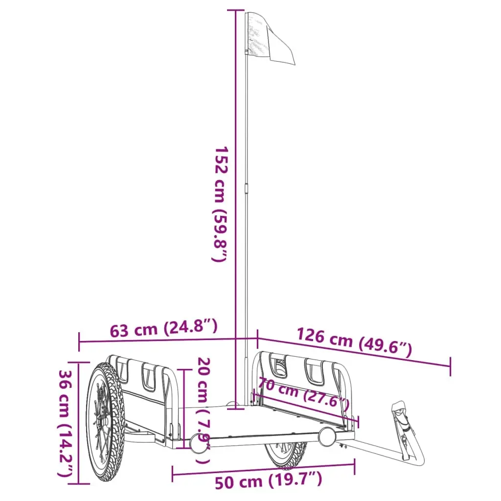 Bike Trailer Black Oxford Fabric and Iron 94171