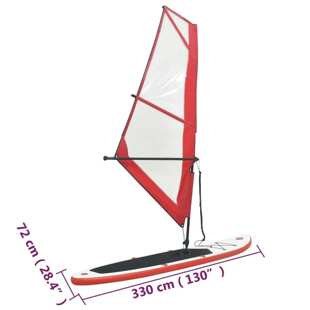 Inflatable Stand Up Paddleboard with Sail Set Red and White 92209