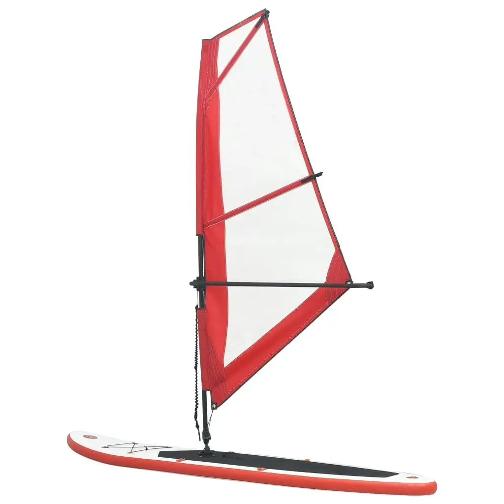 Inflatable Stand Up Paddleboard with Sail Set Red and White 92209