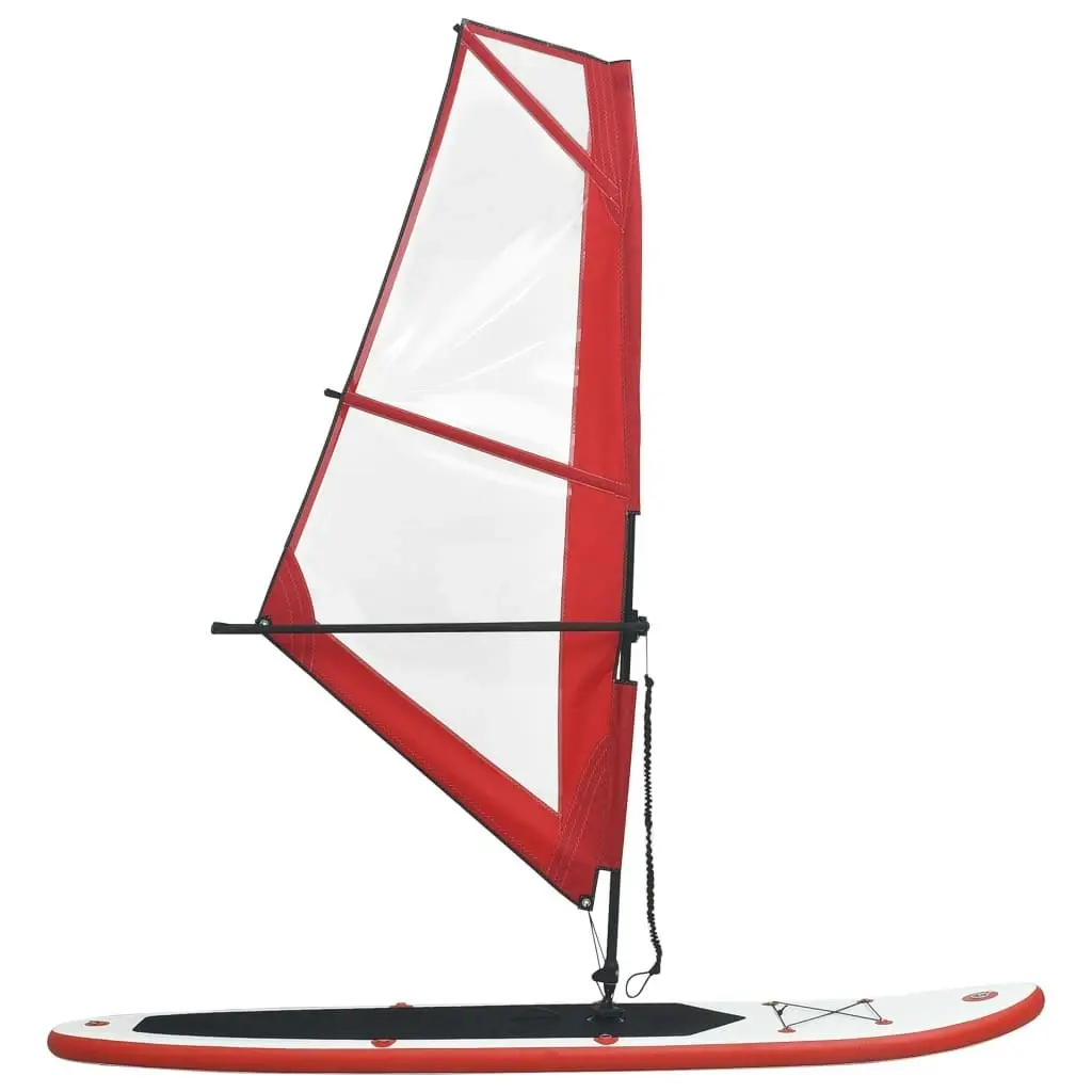 Inflatable Stand Up Paddleboard with Sail Set Red and White 92209