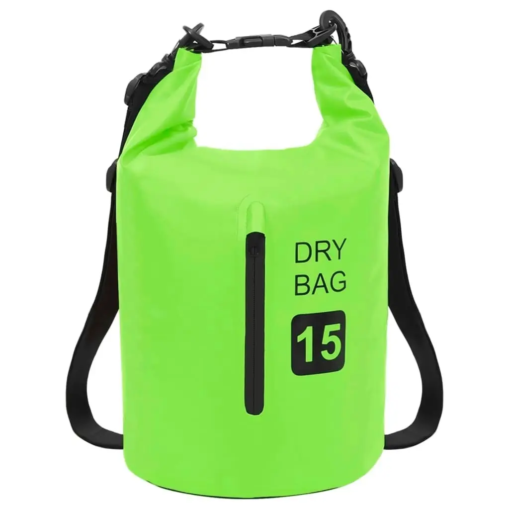 Dry Bag with Zipper Green 15 L PVC 92776