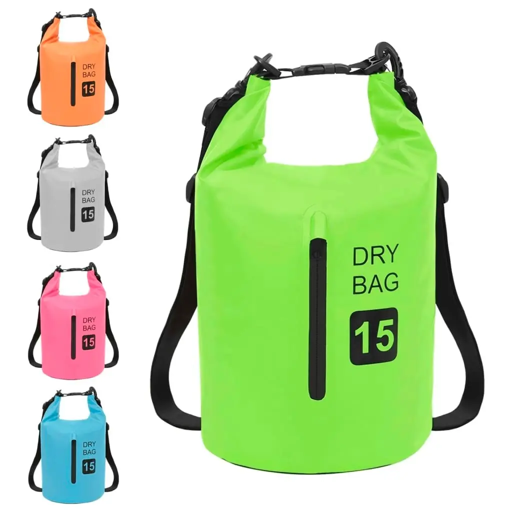 Dry Bag with Zipper Green 15 L PVC 92776