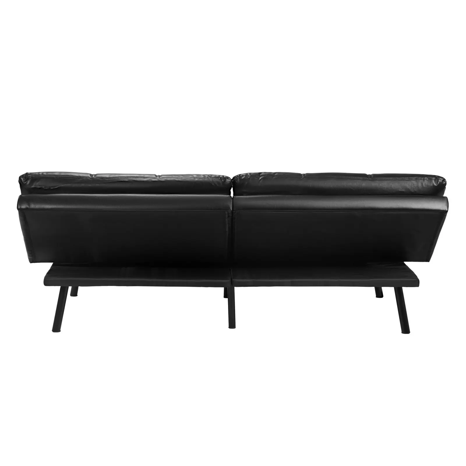 Oikiture Sofa Bed Futon Recliner Lounge Couch Convertible Leather 3-Seater Black