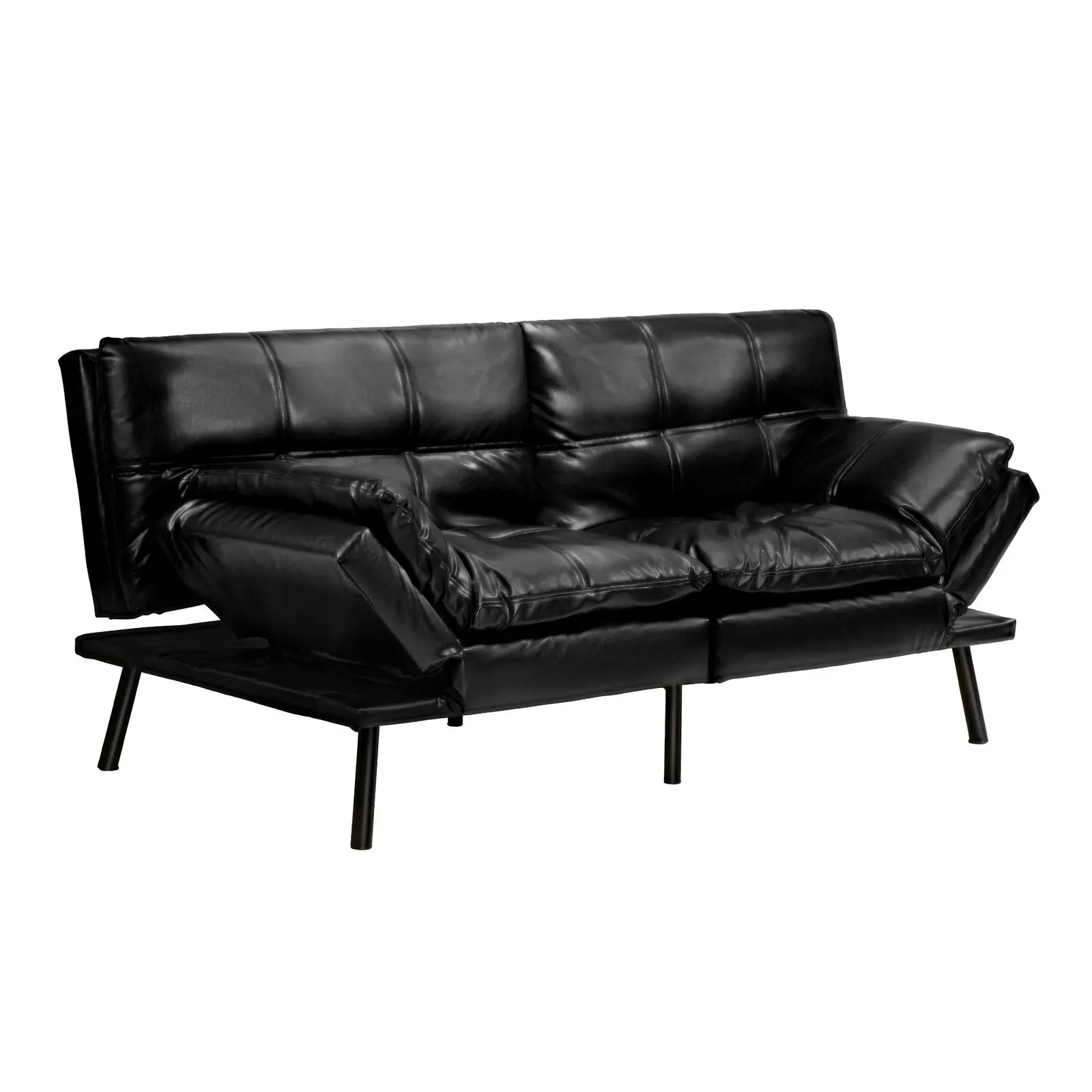 Oikiture Sofa Bed Futon Recliner Lounge Couch Convertible Leather 3-Seater Black