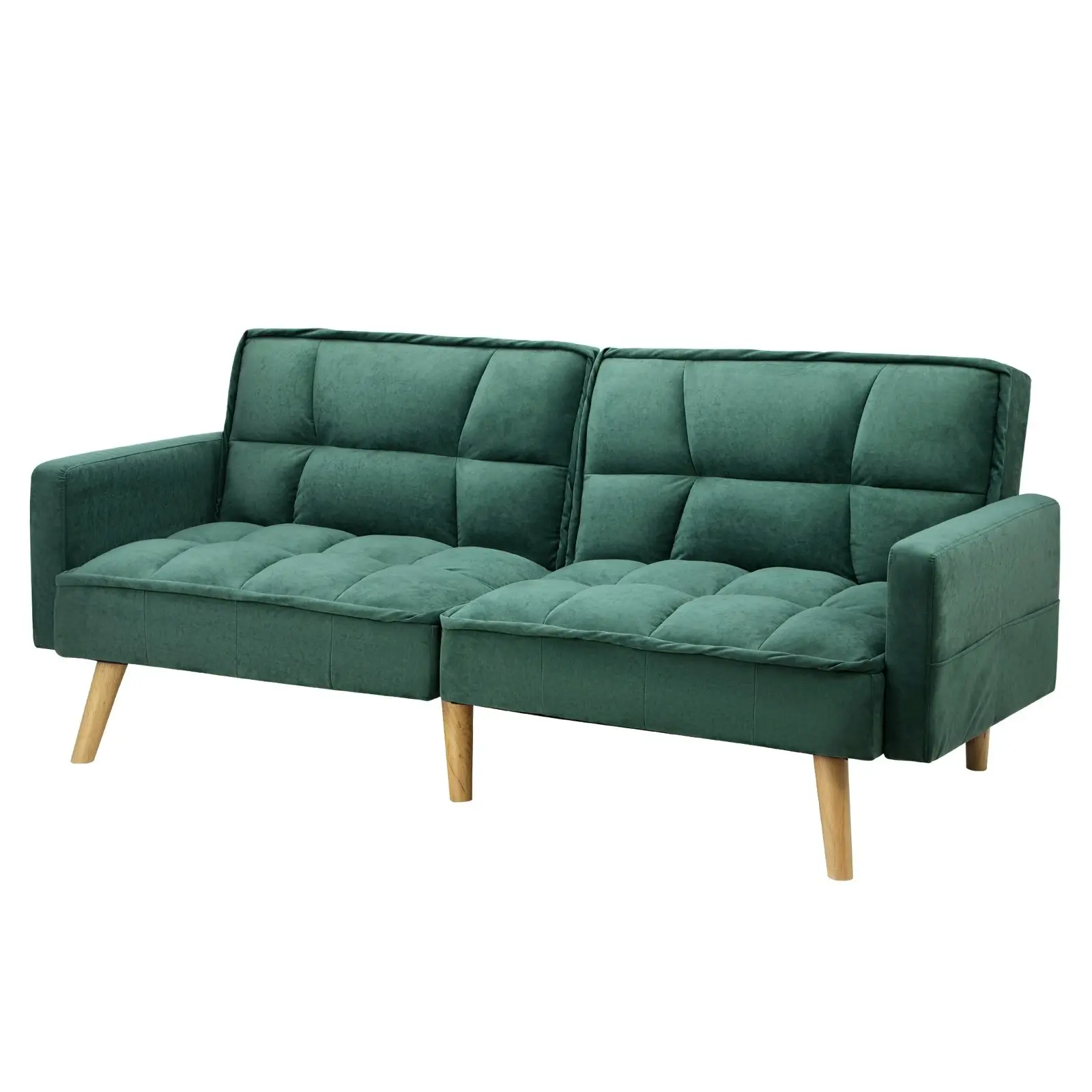 Oikiture Sofa Bed Futon Convertible Velvet Lounge Couch 3-Seater Recliner Green