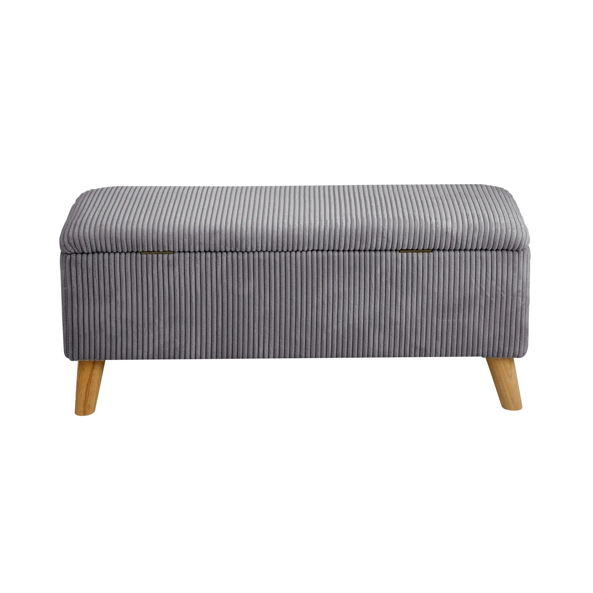 Oikiture Storage Ottoman Blanket Box Chest Toy Foot Stool LARGE Polyester Grey