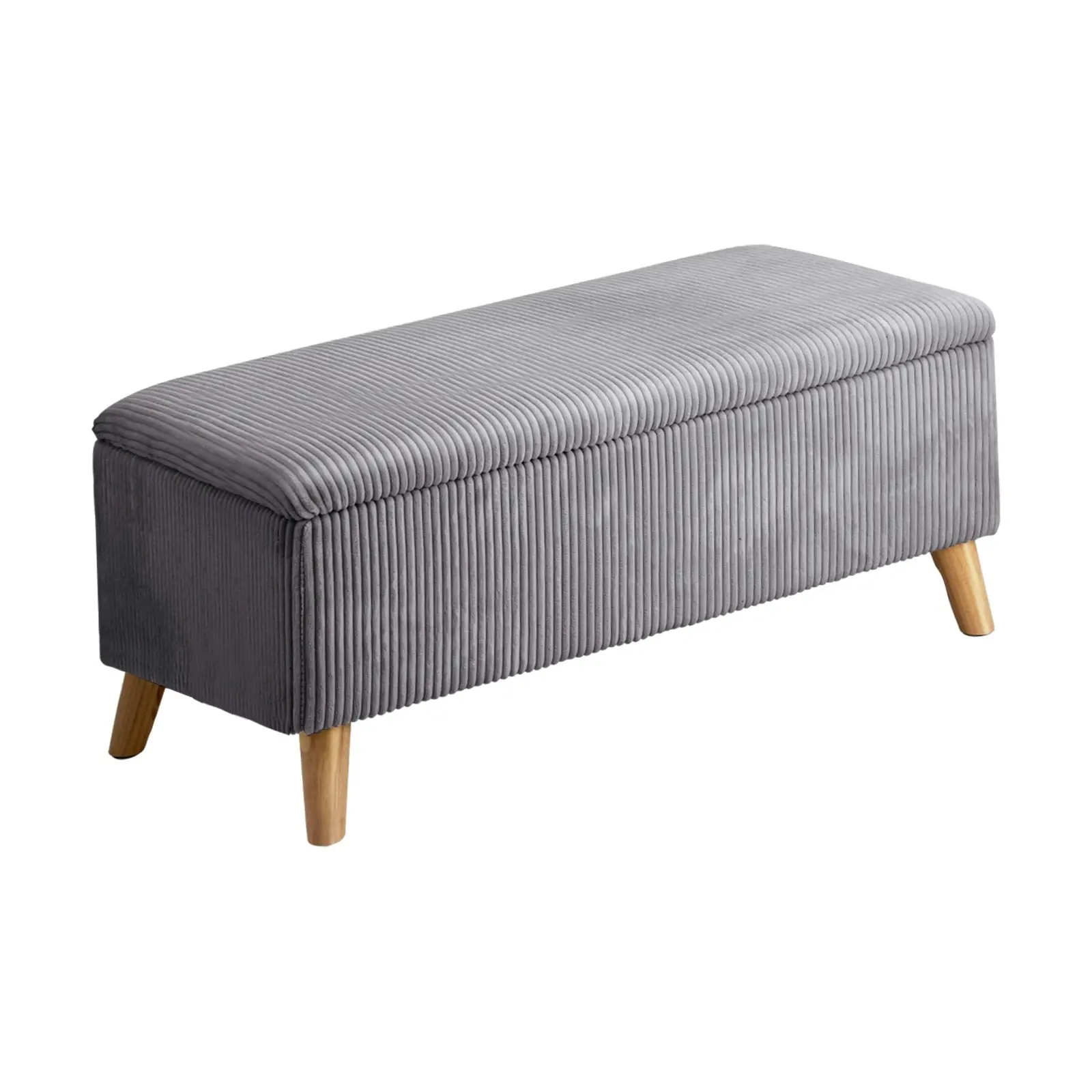 Oikiture Storage Ottoman Blanket Box Chest Toy Foot Stool LARGE Polyester Grey