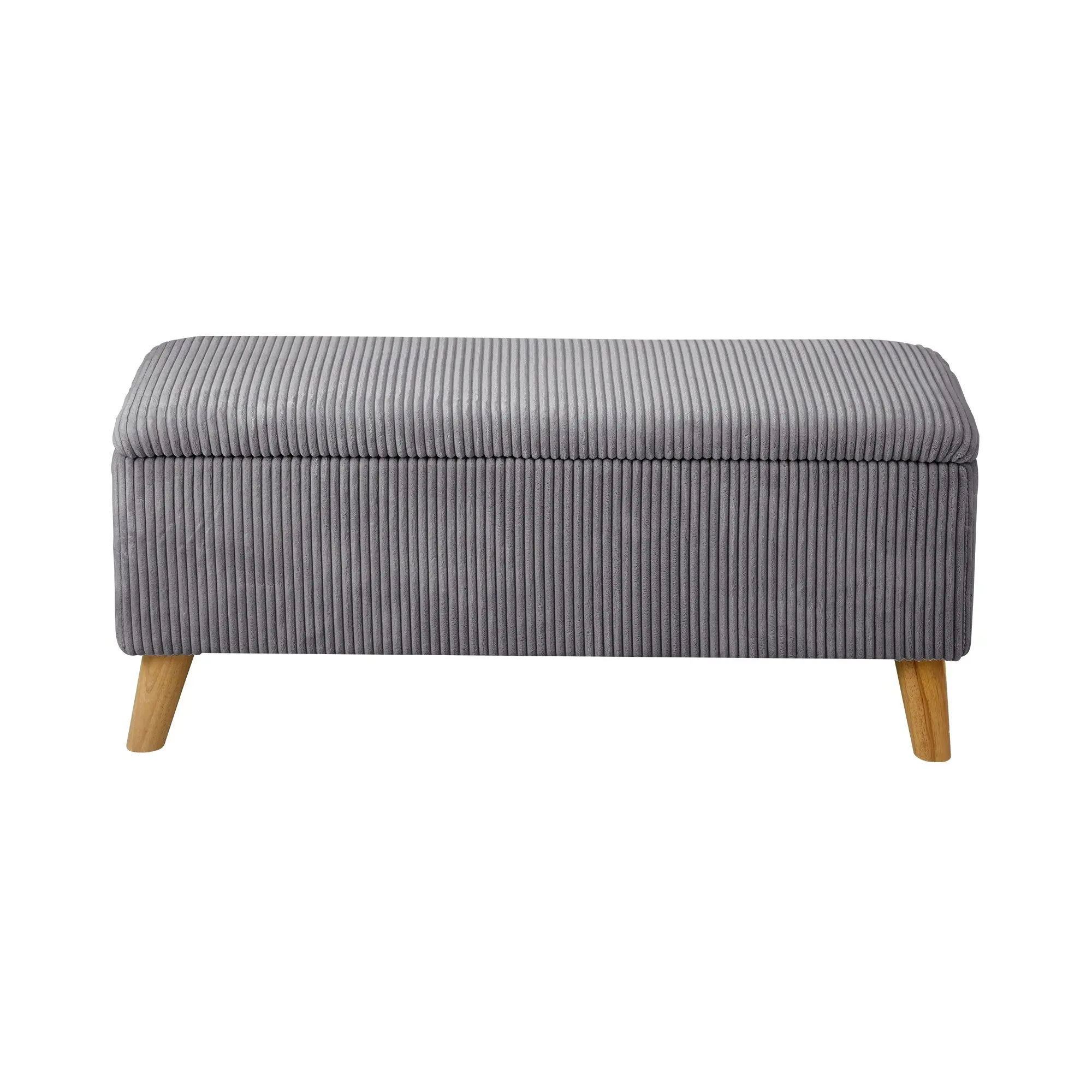 Oikiture Storage Ottoman Blanket Box Chest Toy Foot Stool LARGE Polyester Grey