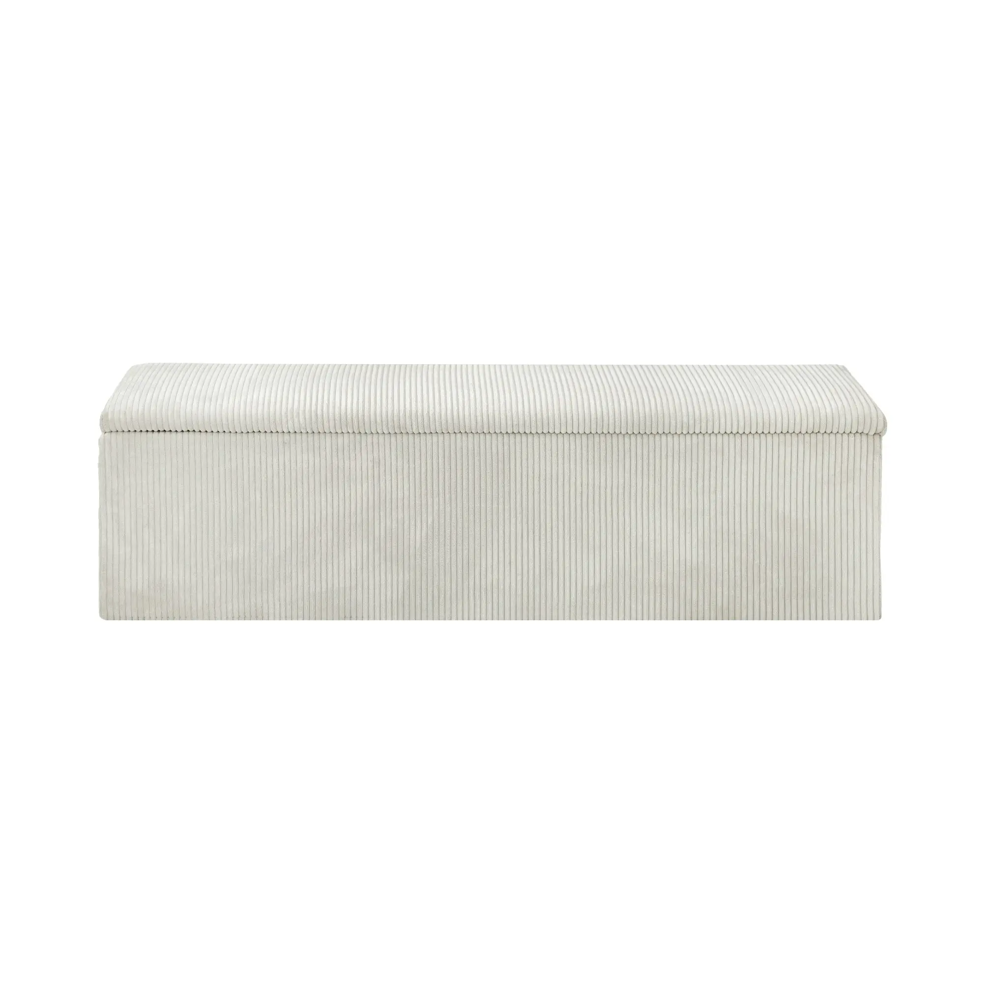 Oikiture Storage Ottoman Blanket Box Foot Stool XL Chest Toy Polyester Beige