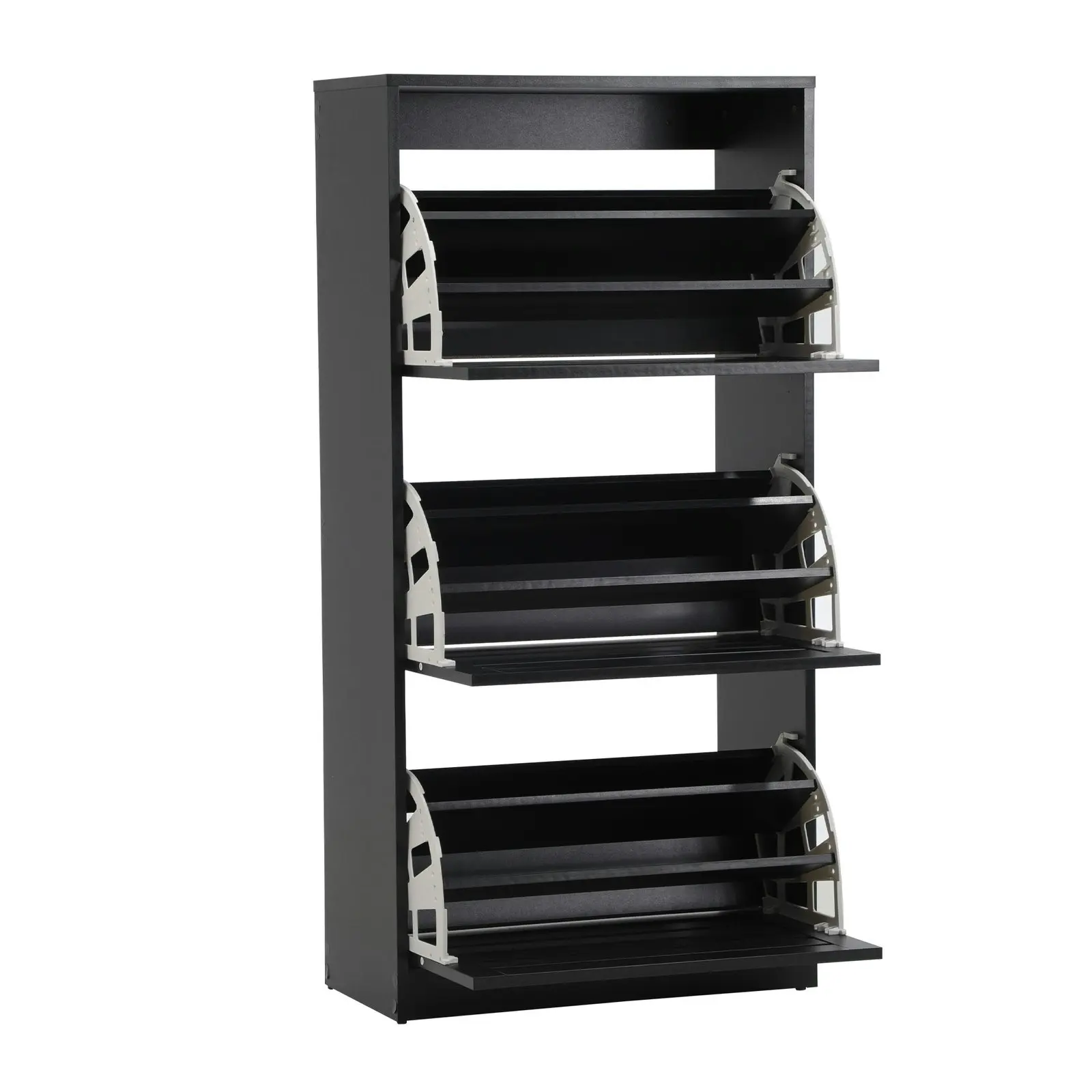 Oikiture Shoe Rack Shoes Storage Cabinet Organiser Shelf 3 Doors 45 Pairs Black