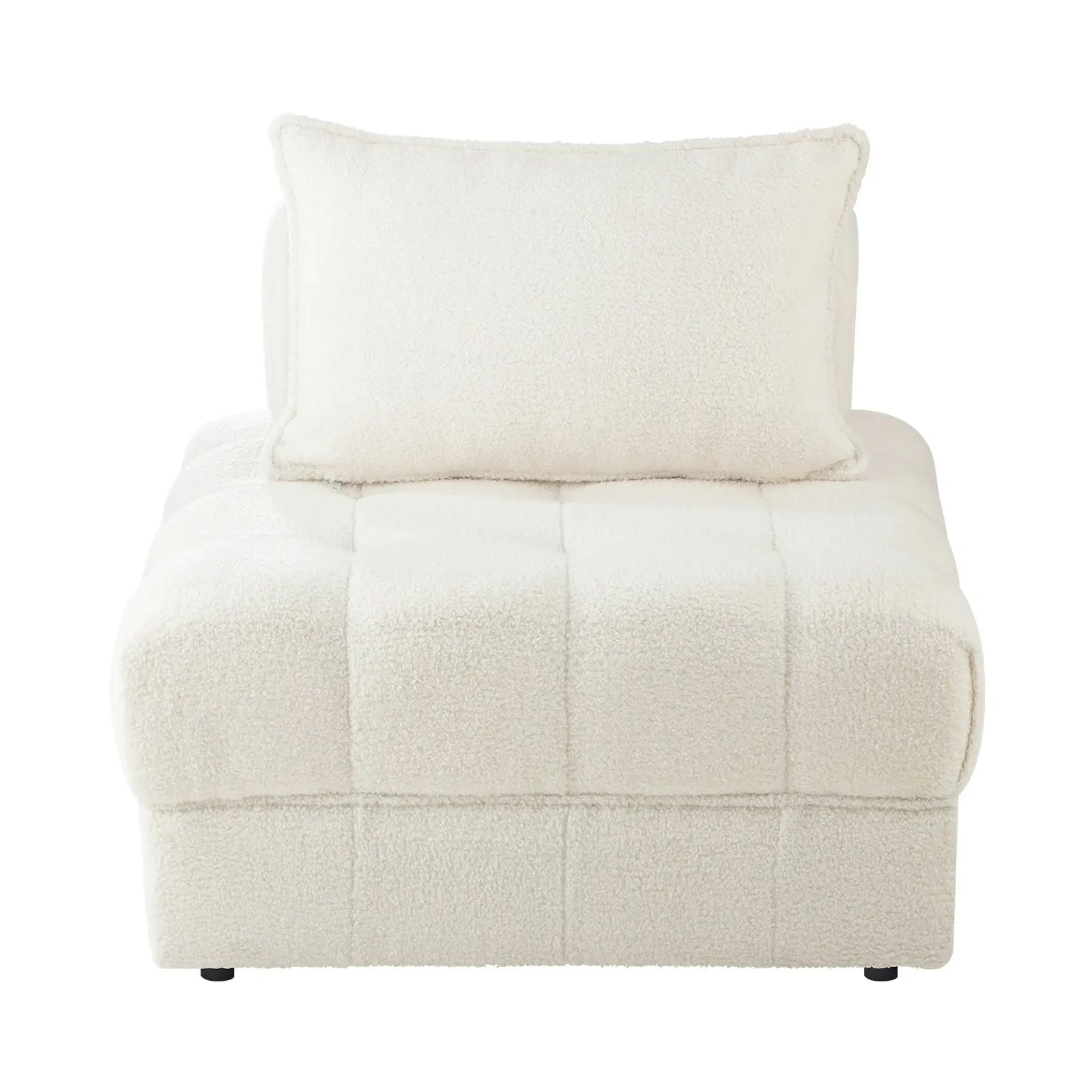 Oikiture 4 Seater Boucle Modular Sofa Lounge Chair Armless TOFU Back White