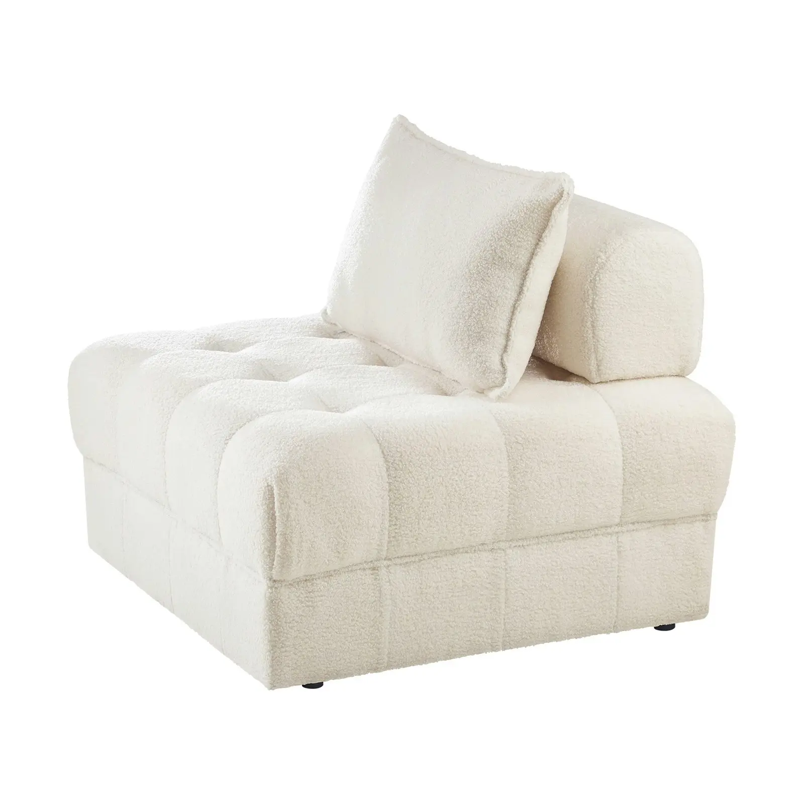 Oikiture 4 Seater Boucle Modular Sofa Lounge Chair Armless TOFU Back White