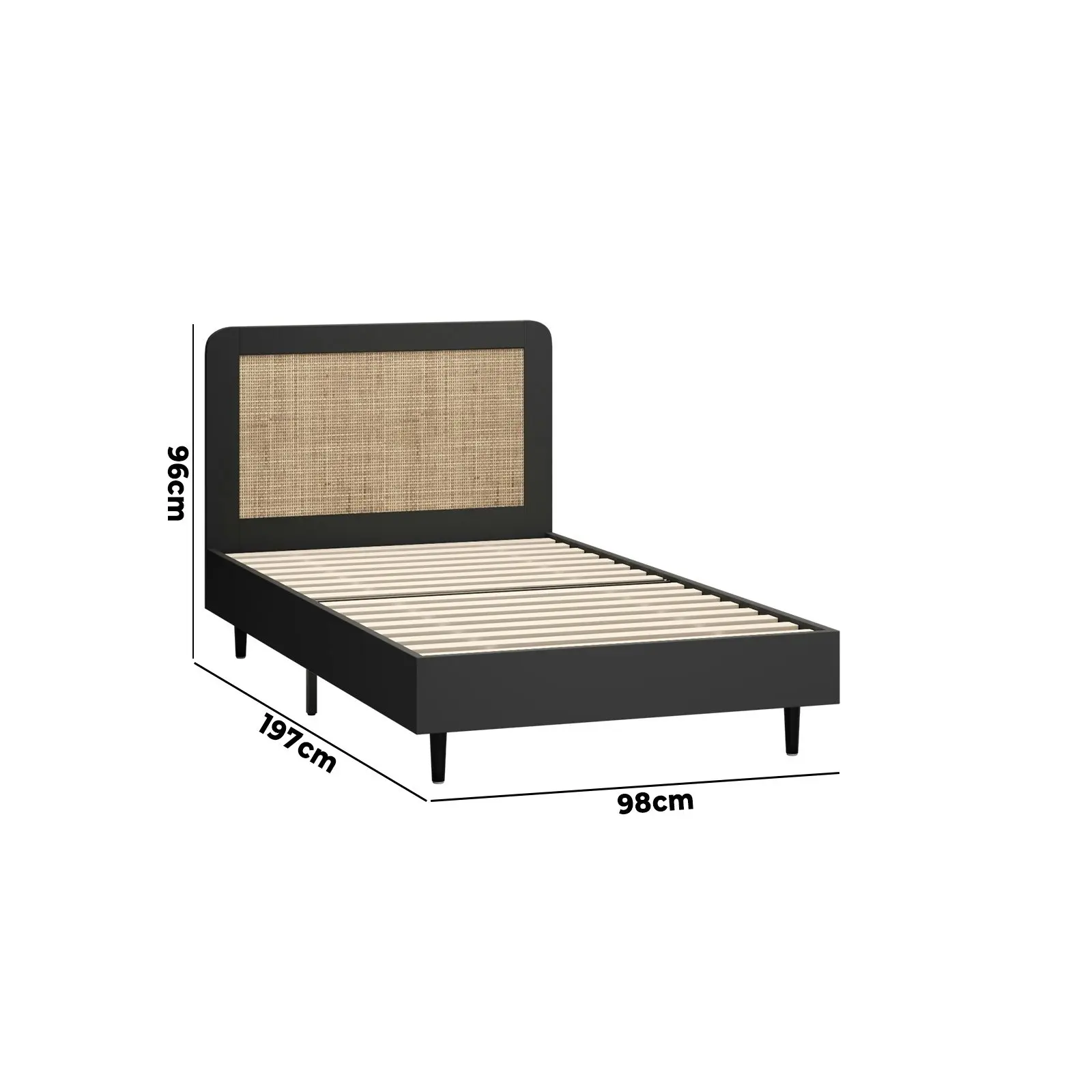 Oikiture Bed Frame Wooden Bed Frame Black-Single