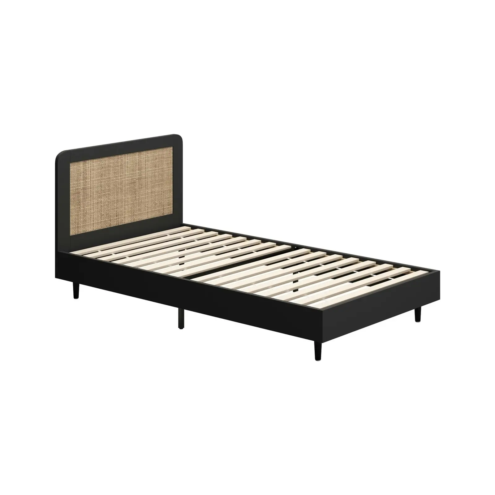 Oikiture Bed Frame Wooden Bed Frame Black-King Single