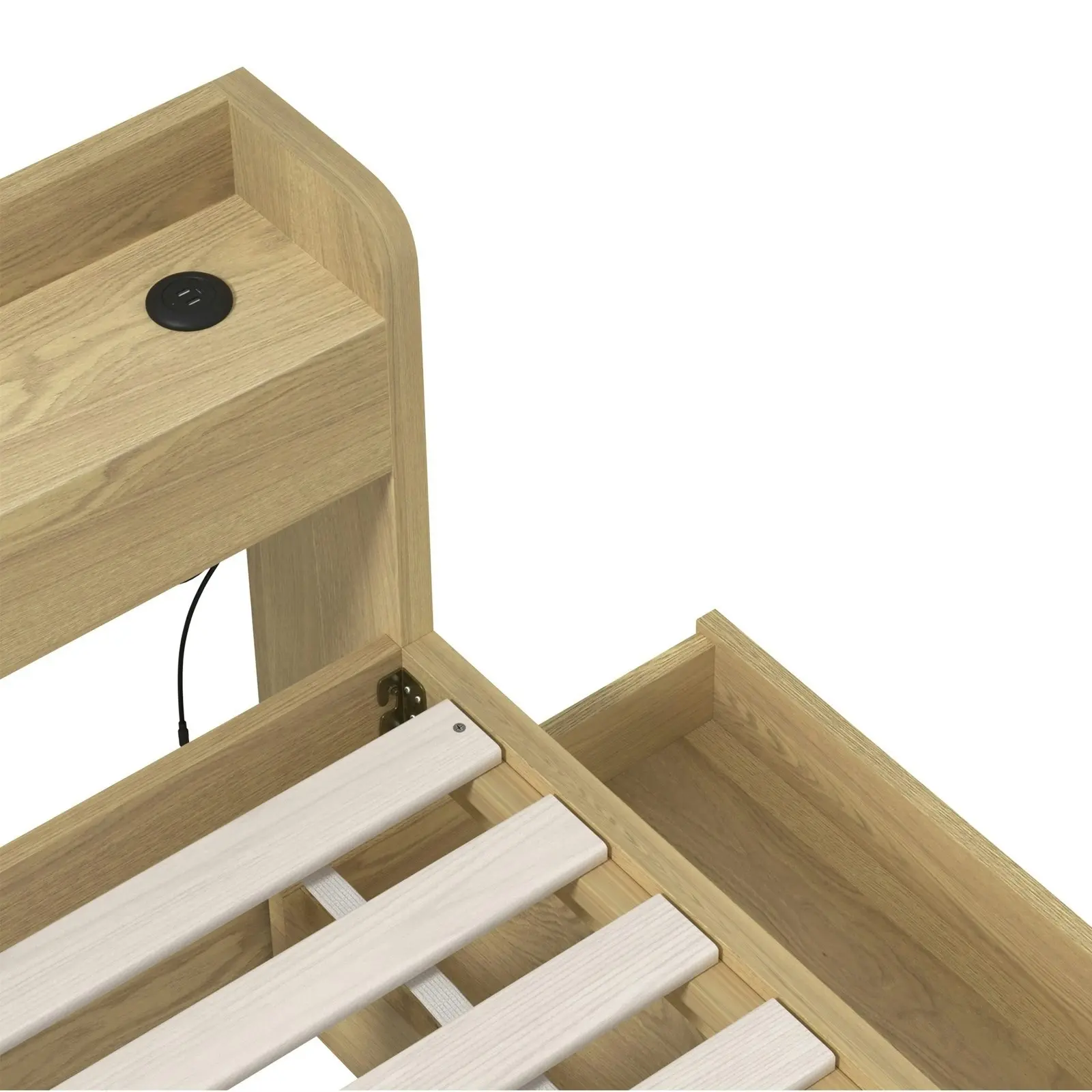 Oikiture Bed Frame Single Size With Charging Port 2 Drawers MEXI