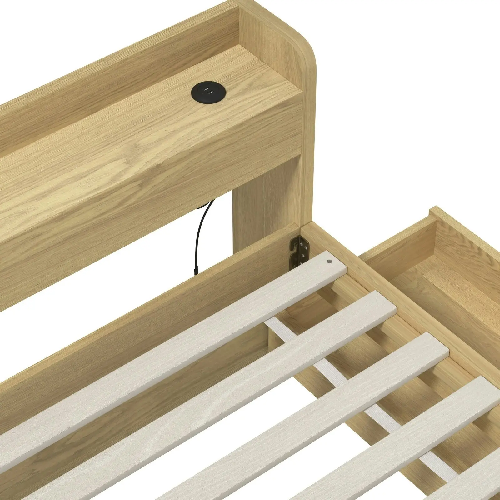 Oikiture Bed Frame Queen Size With Charging Port 2 Drawers MEXI