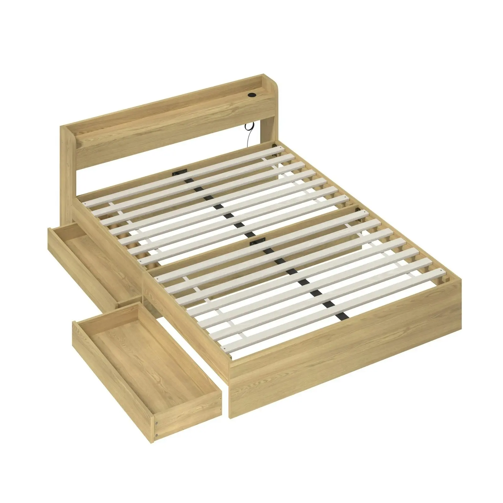 Oikiture Bed Frame Queen Size With Charging Port 2 Drawers MEXI