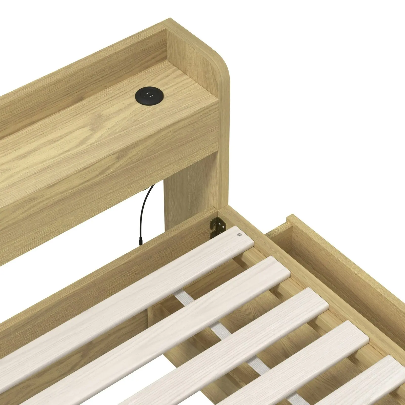 Oikiture Bed Frame Double Size With Charging Port 2 Drawers MEXI