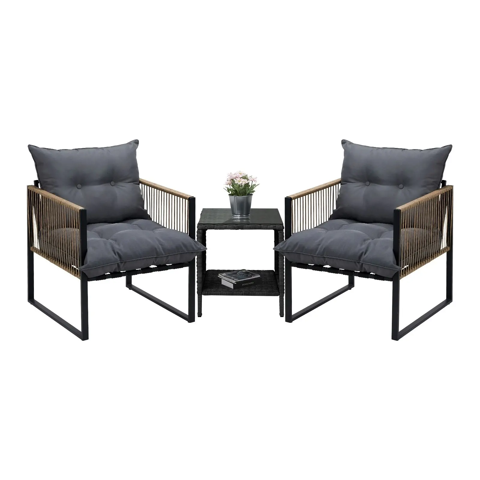 Livsip 2 Seater Outdoor Patio Set Rattan Table Garden Lounge Setting Furniture