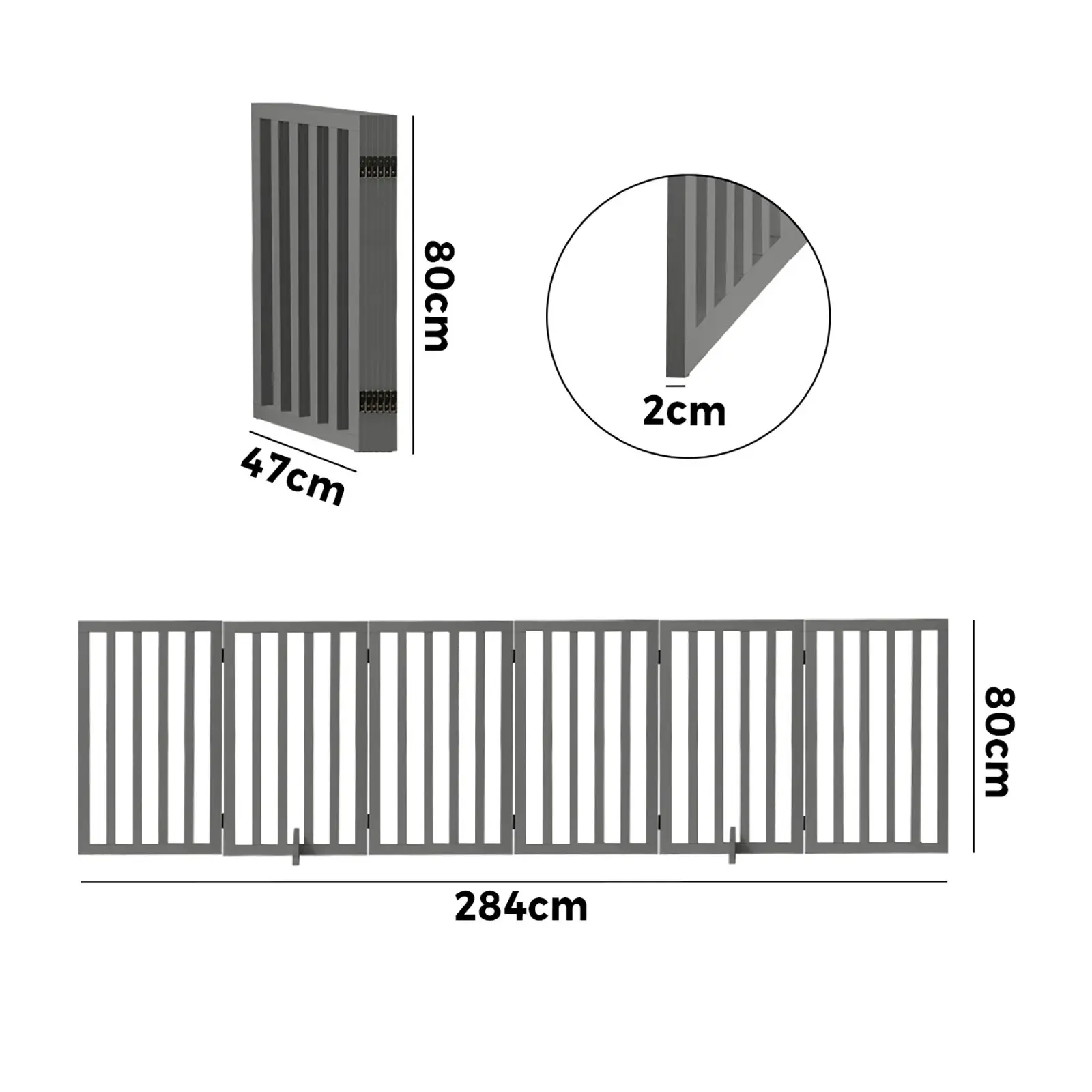 Alopet Wooden Pet Gate Dog Fence 284x80cm 6 Panels Safety Stair Barrier Security Door