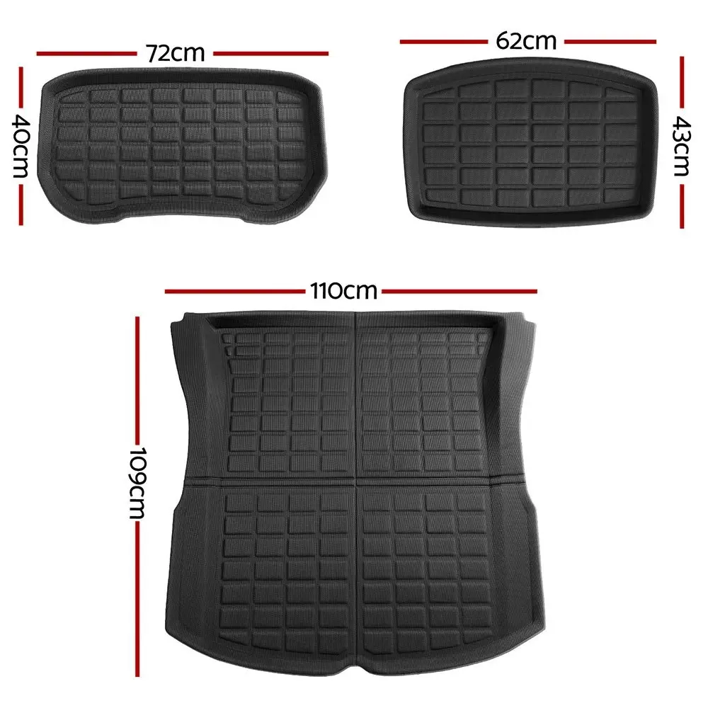 Weisshorn NEW Tesla Model 3 Highland 2024 Boot Liners Rear Frunk Well Trunk Cargo Mats