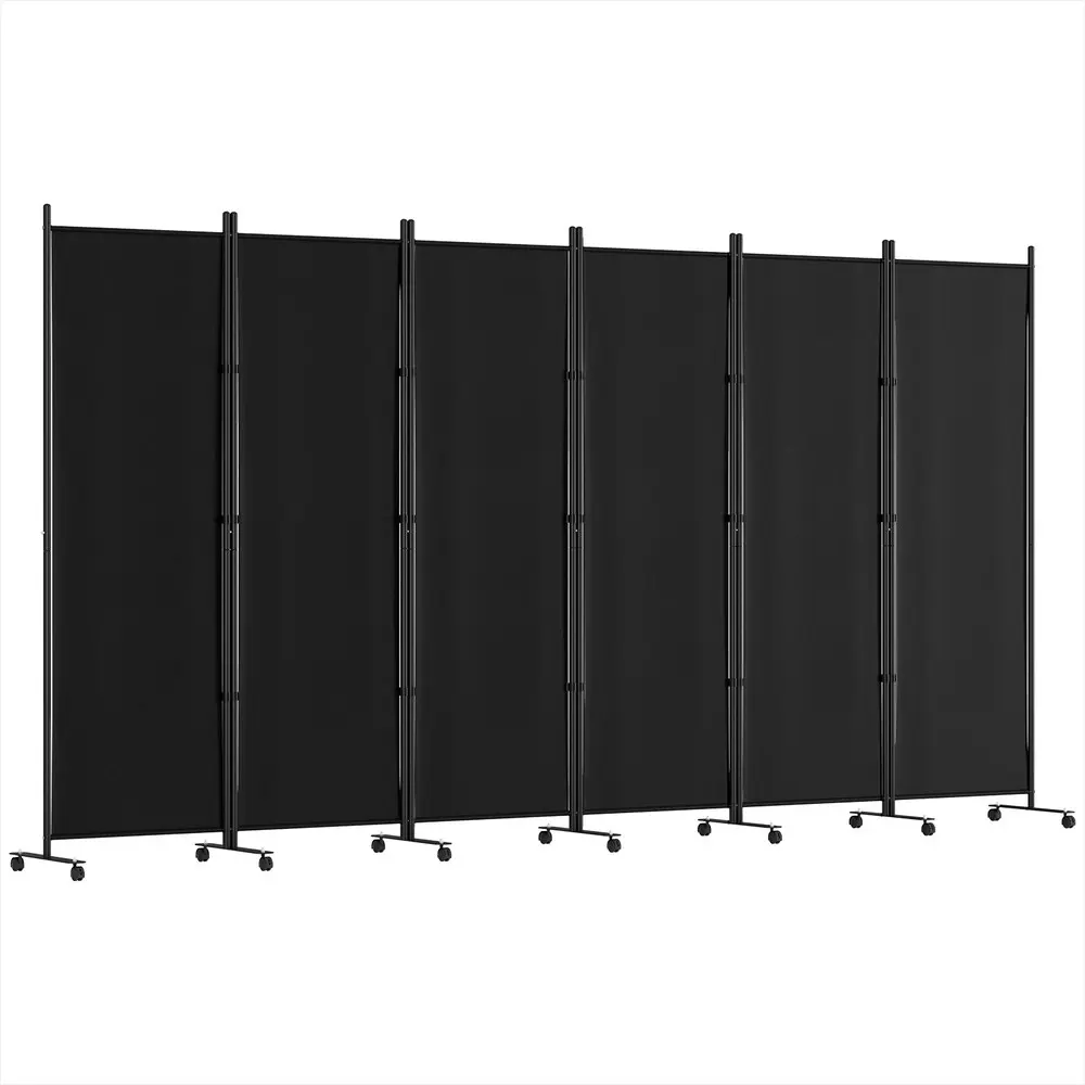 Artiss 6 Panel Room Divider Screen 323cm Wheel Fabric Black