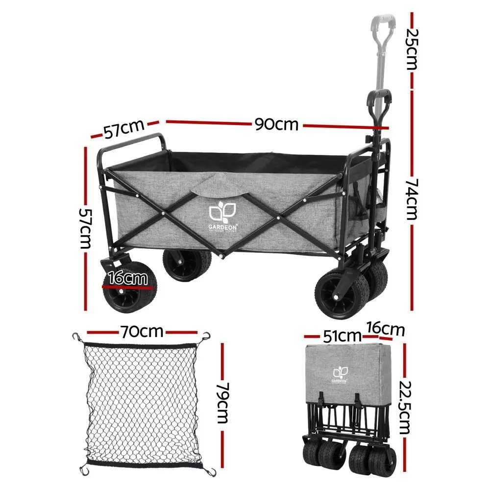 Gardeon Garden Cart with Cargo Net Grey