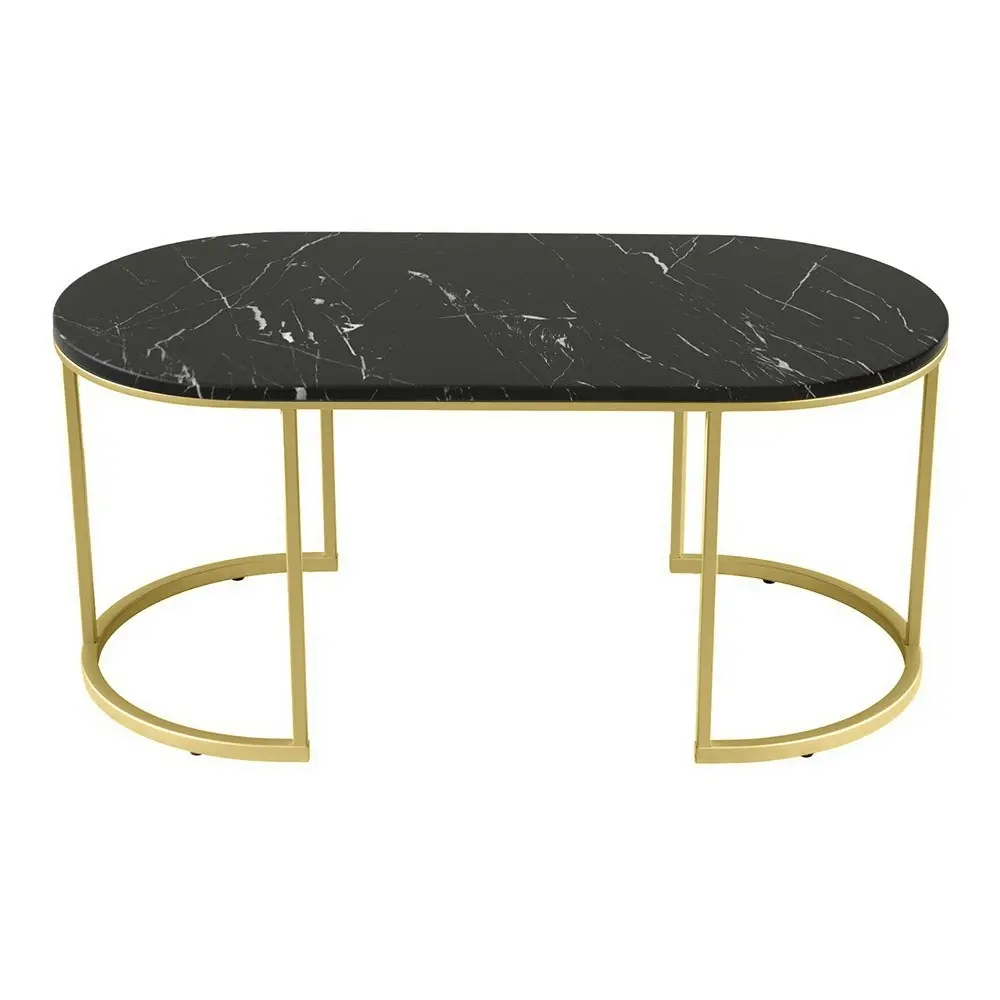 Artiss Coffee Table Marble Effect Black