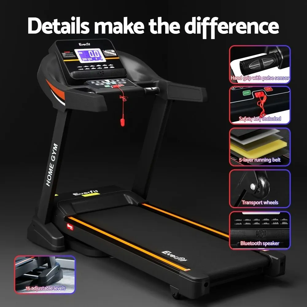 Everfit Treadmill Electric Auto Incline Home Gym Fitness Exercise Machine 490mm