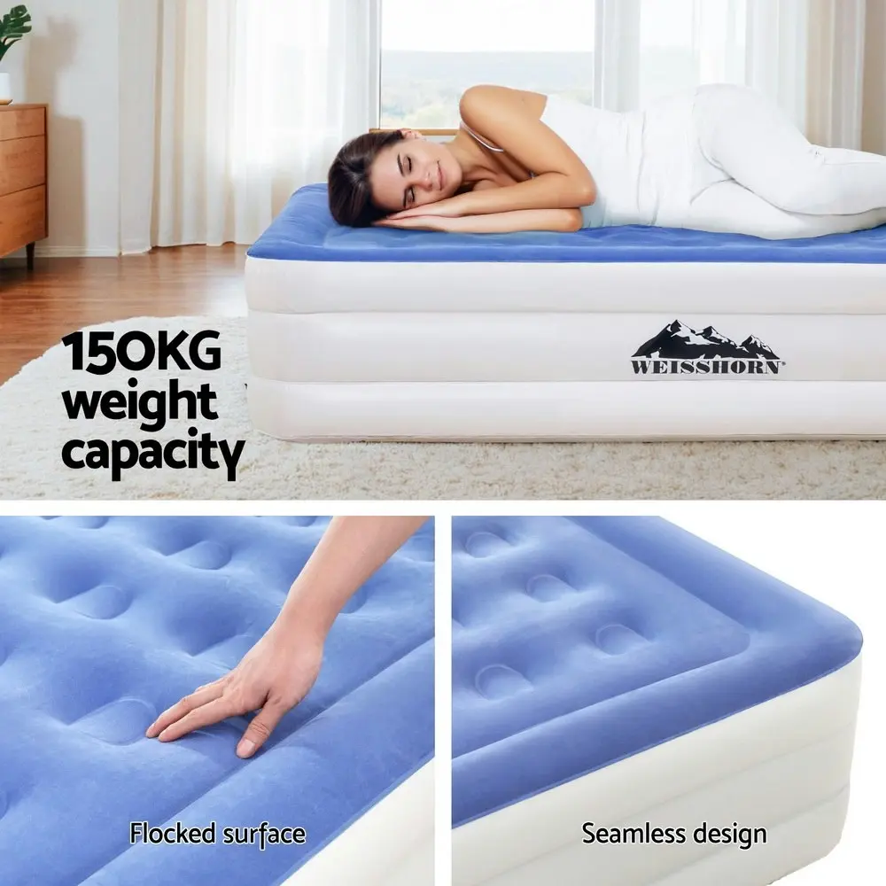 Weisshorn Air Mattress Single Inflatable Bed 46cm Cube Airbed