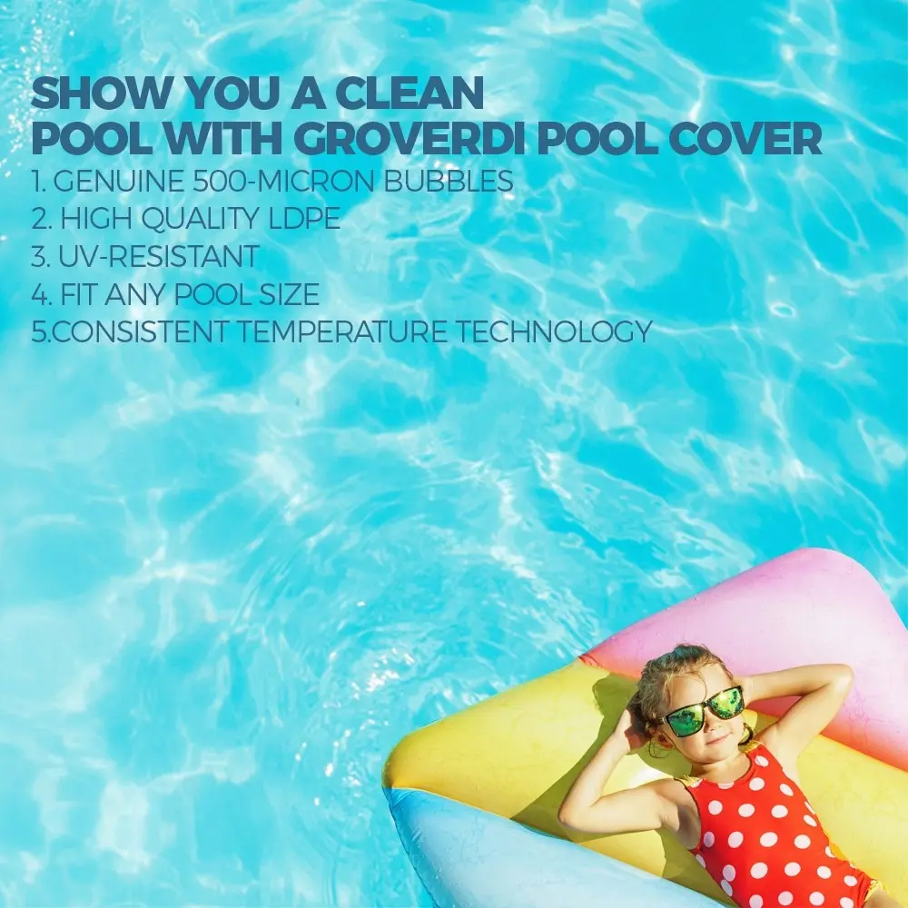 Groverdi Pool Cover 500 Micron Swimming Pool Cover Solar Blanket 6M x 3M