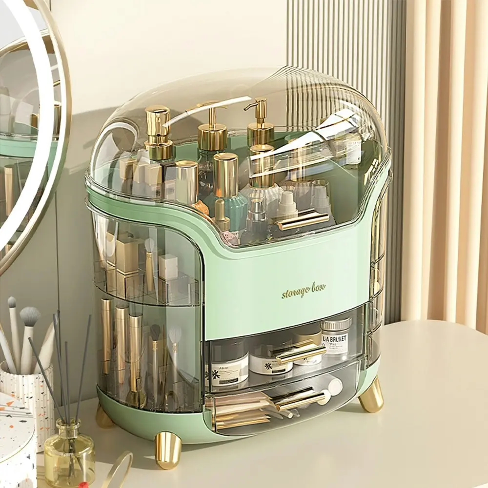 Furb Makeup Organizer Waterproof Cosmetic Storage Case Holder Drawer Green