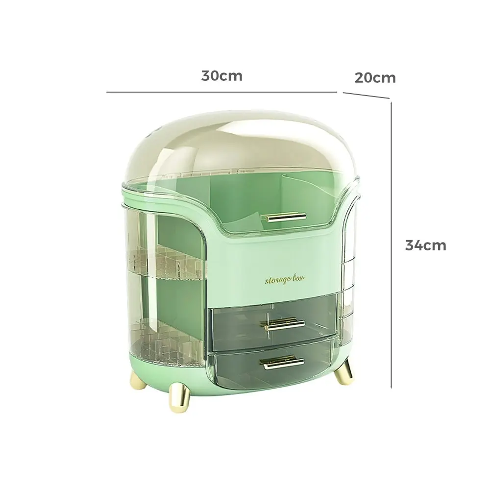 Furb Makeup Organizer Waterproof Cosmetic Storage Case Holder Drawer Green