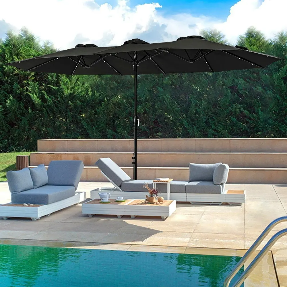 Groverdi 4.6M Double-Sided Patio Umbrella Outdoor Large Umbrella w/ Solar Lights