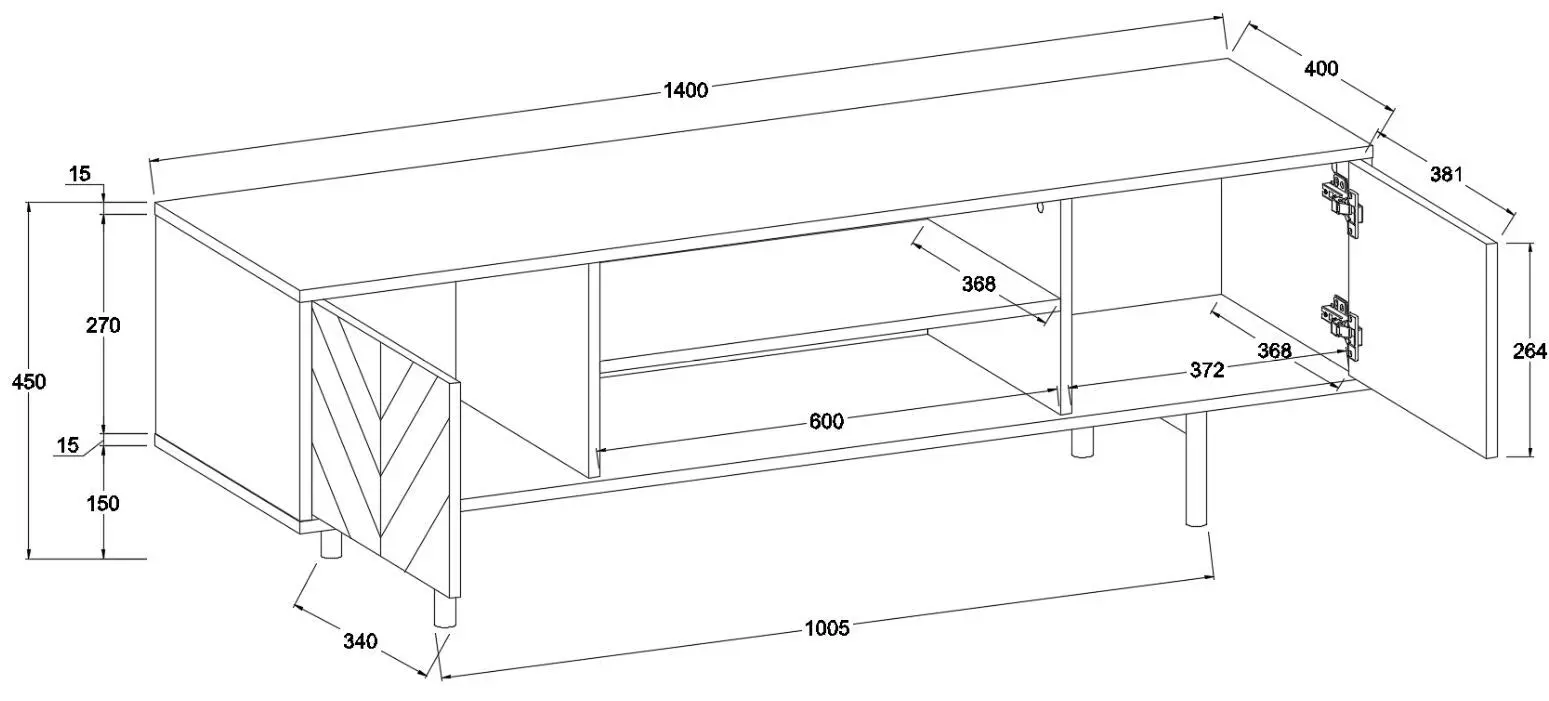 Chrovern TV Entertainment Unit | 140CM Wide TV Cabinet for Bedroom & Living Room