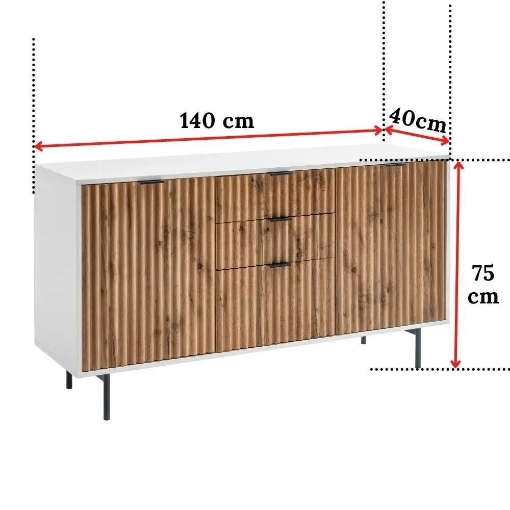 Chelsea Buffet Sideboard  6 Drawer Chest Dresser  5 Drawer Chest  Bedside Table Storage Bundle