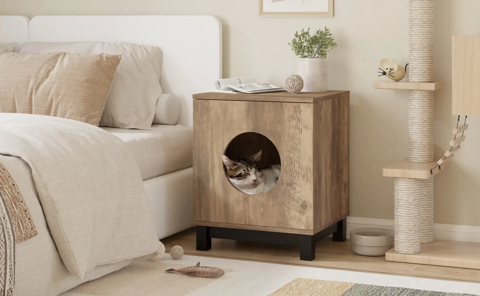 Bronx Pet House End Table | Stylish Bedside Table for You and Your Pet