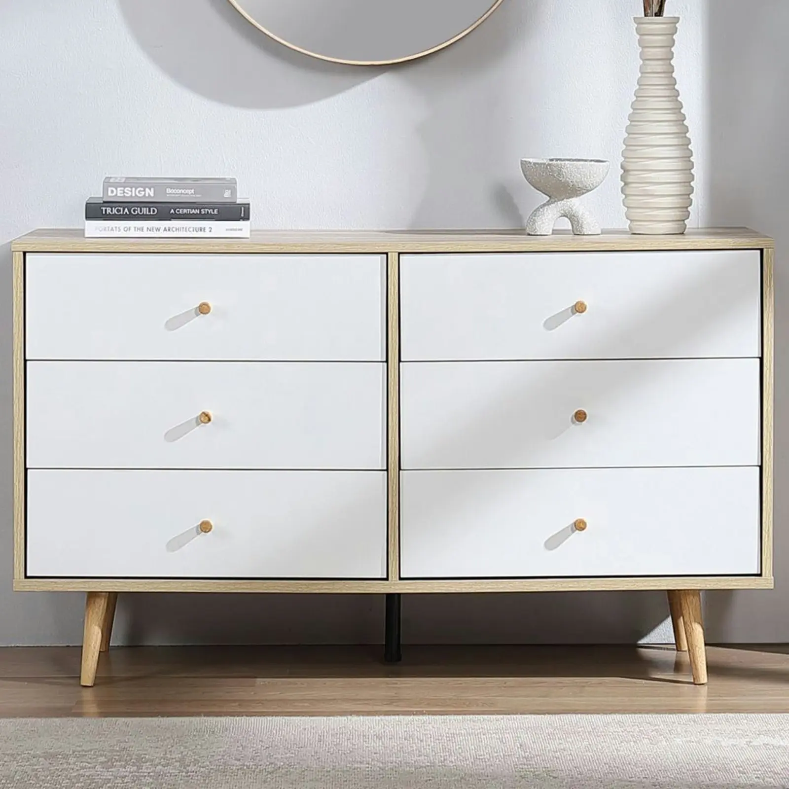 Adriana 6 Chest of Drawers Dresser Lowboy Storage Cabinet | Scandinavian Style for Modern Living