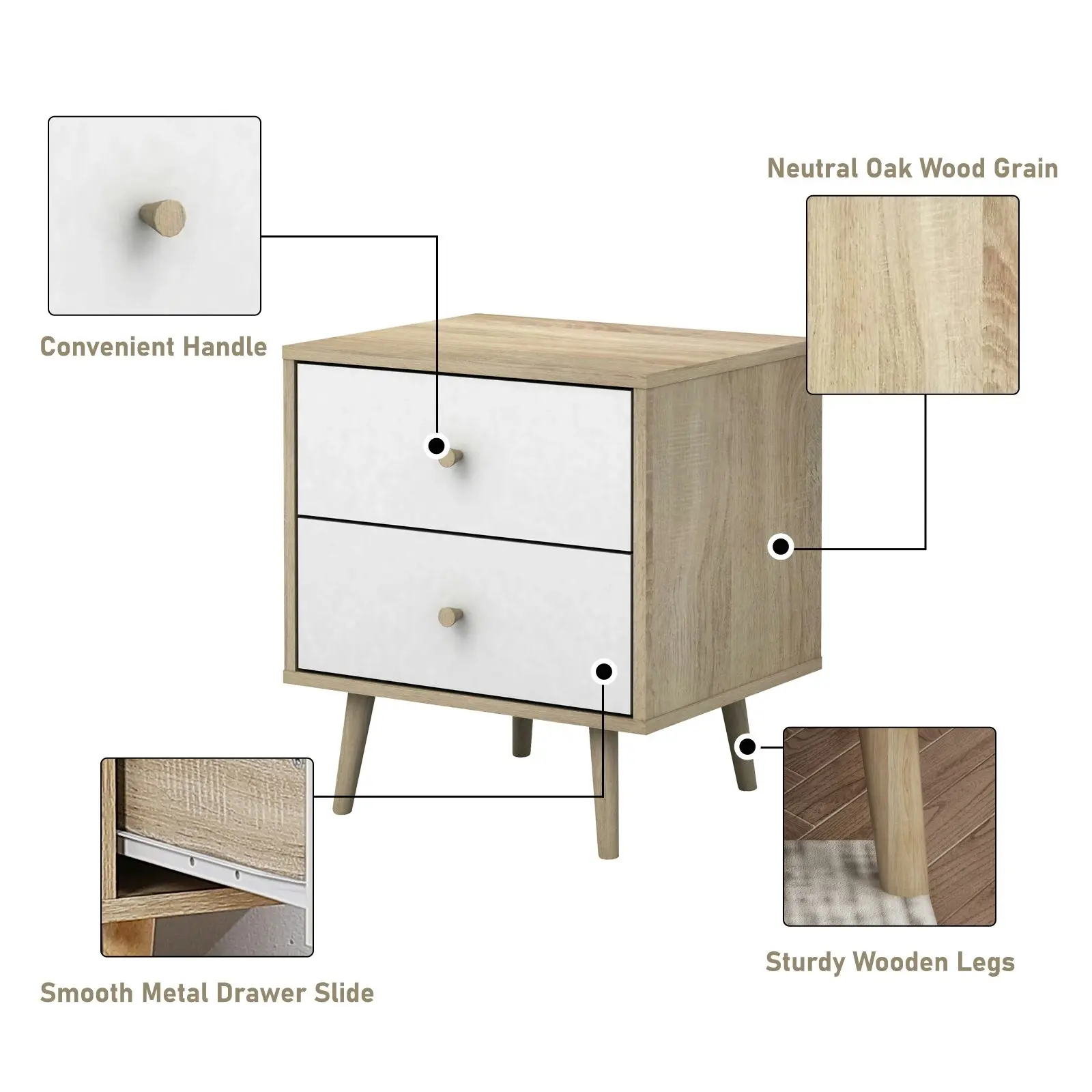 Adriana Nightstand  Elegant Bedside Table for Stylish Bedroom Storage