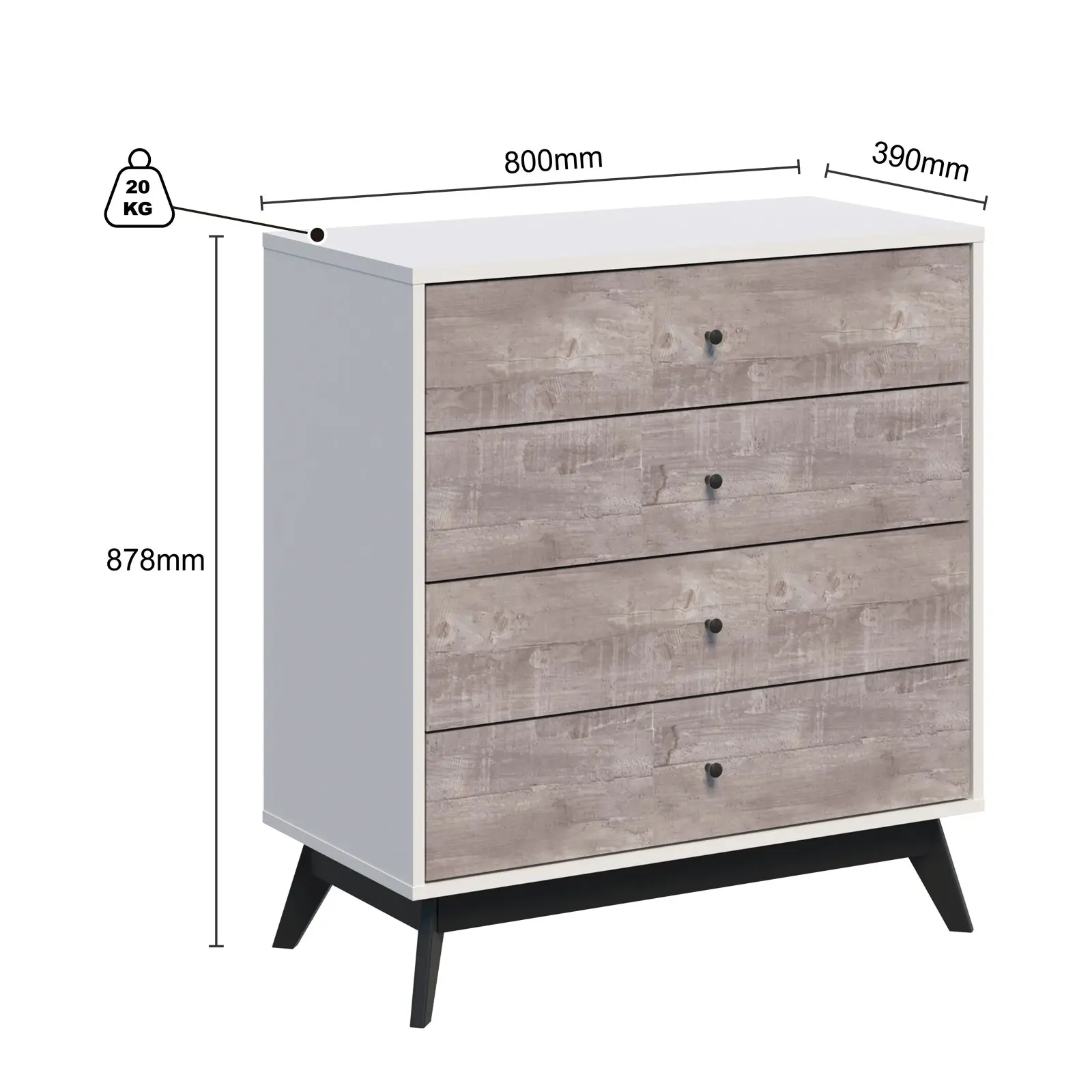 Bella 4 Drawer Chest of Drawers Tallboy | Elegant Storage Solution