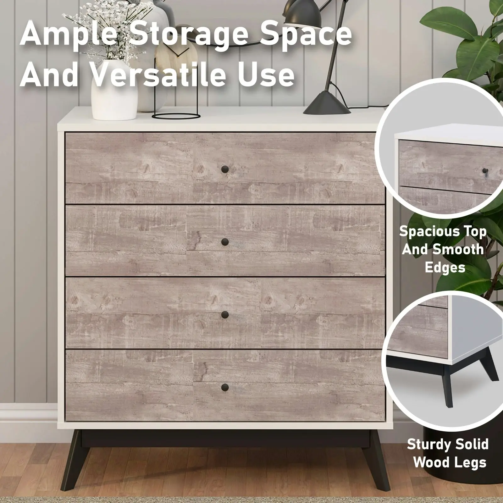 Bella 4 Chest of Drawers Dresser Tallboy | Elegant Storage Solution