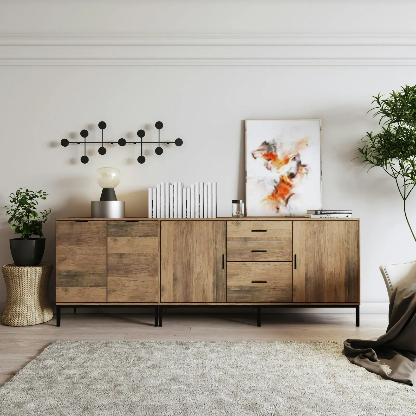 Bronx Buffet Sideboard Console Table | 2 Doors 3 Drawers 140CM for Stylish Storage Cabinet