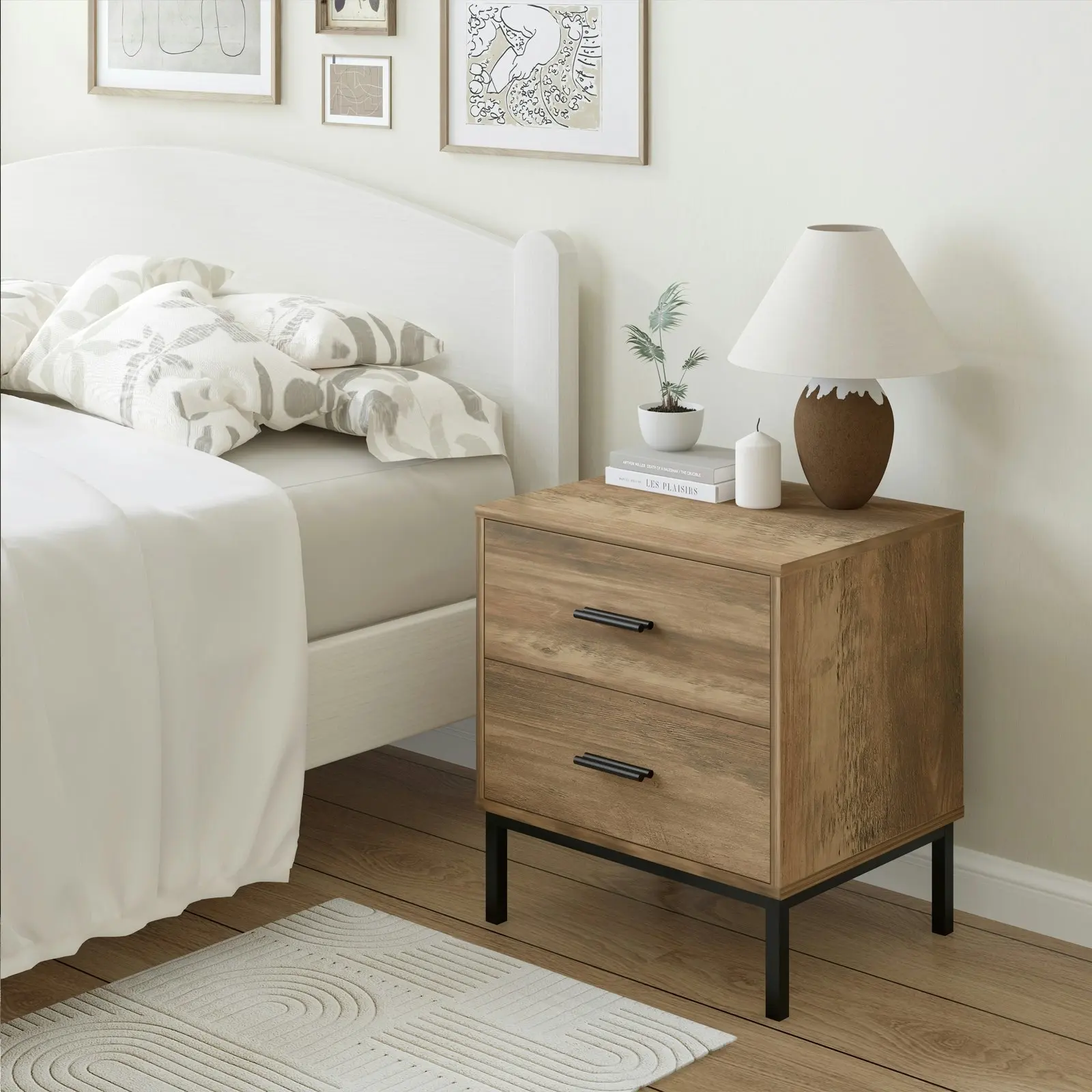 Bronx 2 Drawer Bedside Table | Modern Nightstand for Your Bedroom