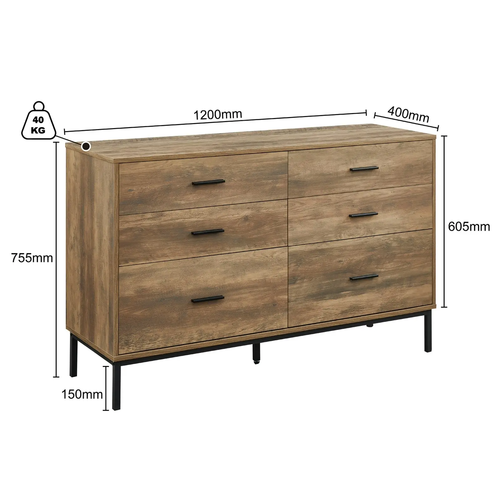 Bronx 6 Chest of Drawers Dresser Lowboy | Modern Storage Solution